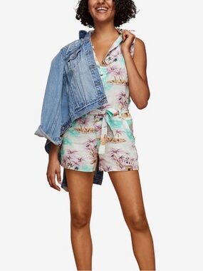 Levi's Mint & Lilac Tropical Print Romper size M